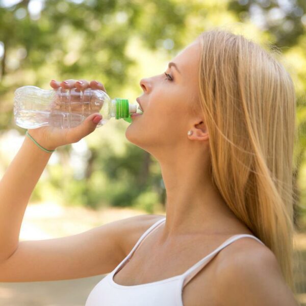 healthy lady drinking water